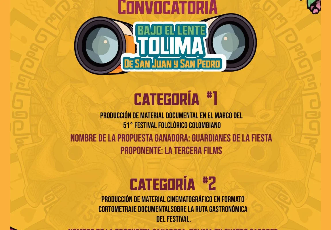 GANADORES CONVOCATORIA BAJO EL LENTE TOLIMA EN SAN JUAN Y SAN PEDRO